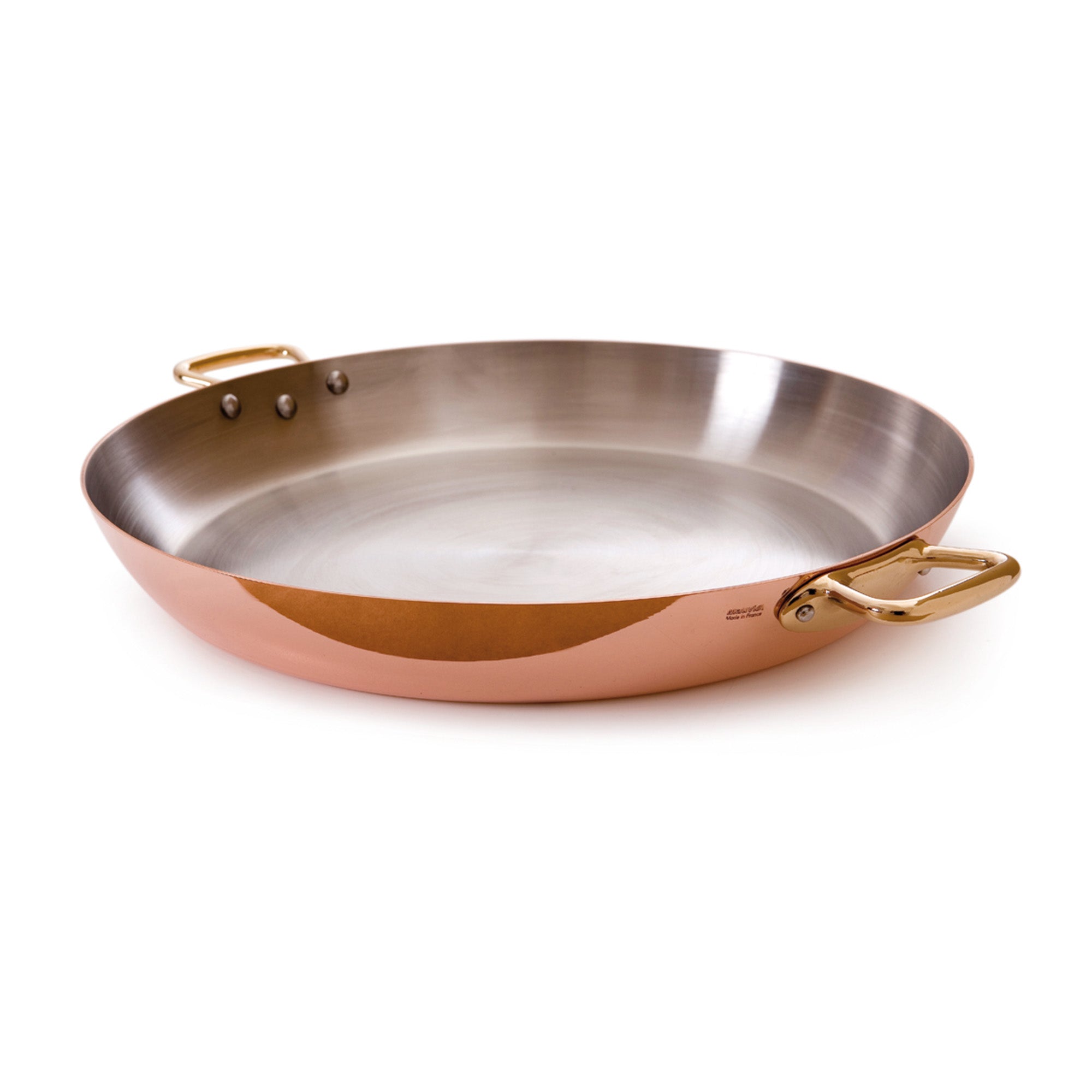 Mauviel M'Heritage M'150 B Copper Paella Pan With Brass Handles, 13.7-In