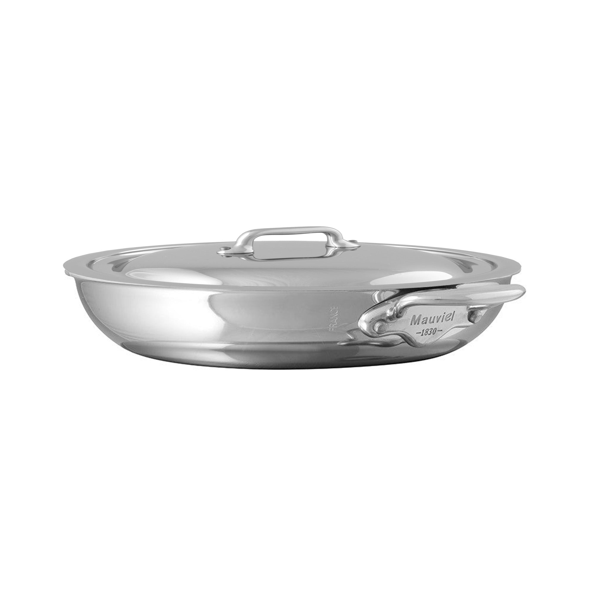 Mauviel M'COOK 5-Ply Round Pan With Curved Lid, Cast Stainless Steel Handles, 11-In