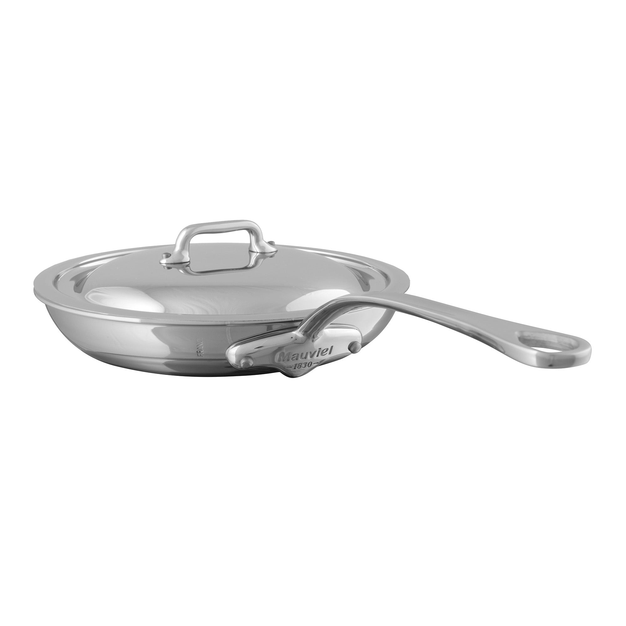 Mauviel M'URBAN 4 Tri-Ply Frying Pan With Curved Lid, Cast Stainless Steel Handle, 11-in