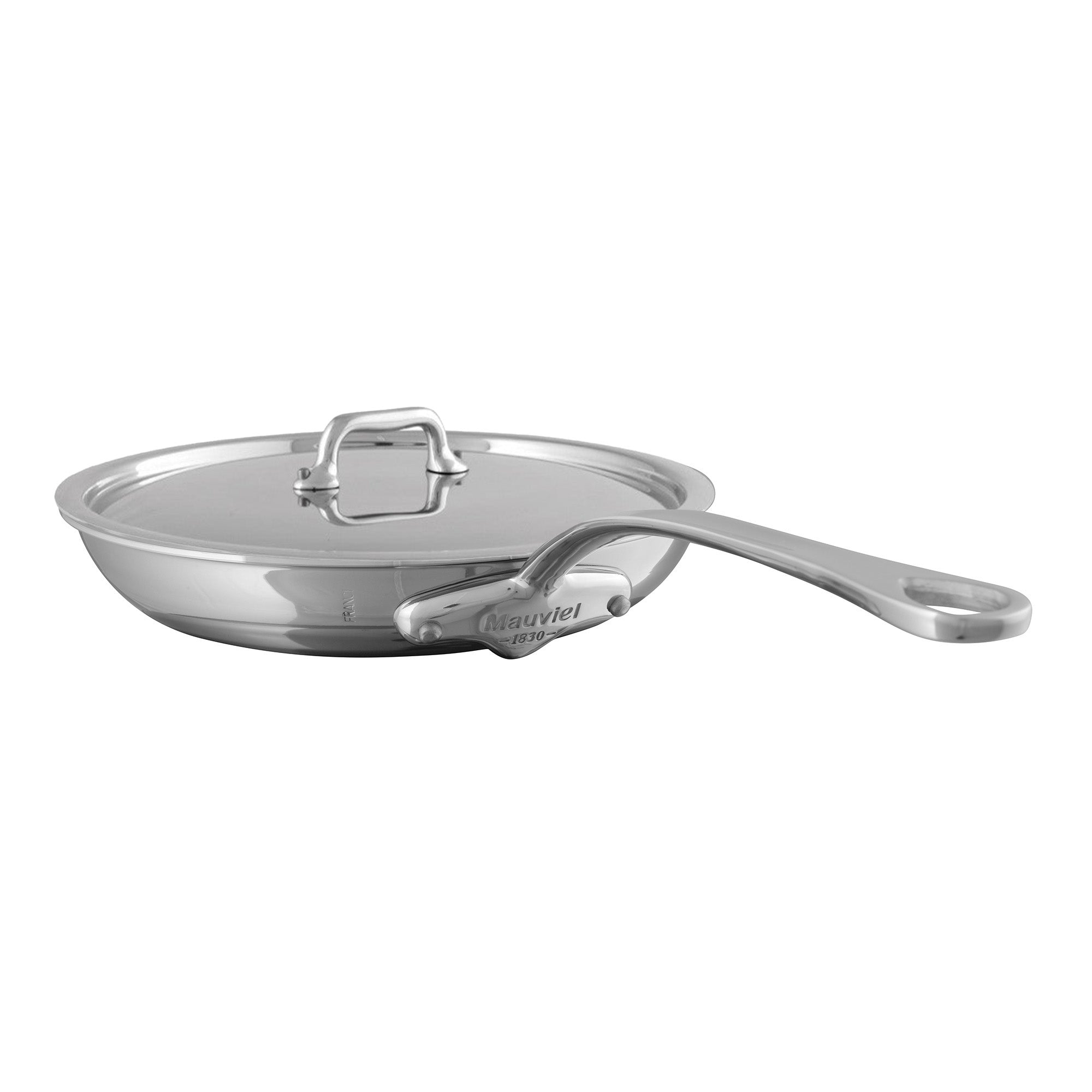 Mauviel M'URBAN 4 Tri-Ply Frying Pan With Lid, Cast Stainless Steel Handle, 9.4-in