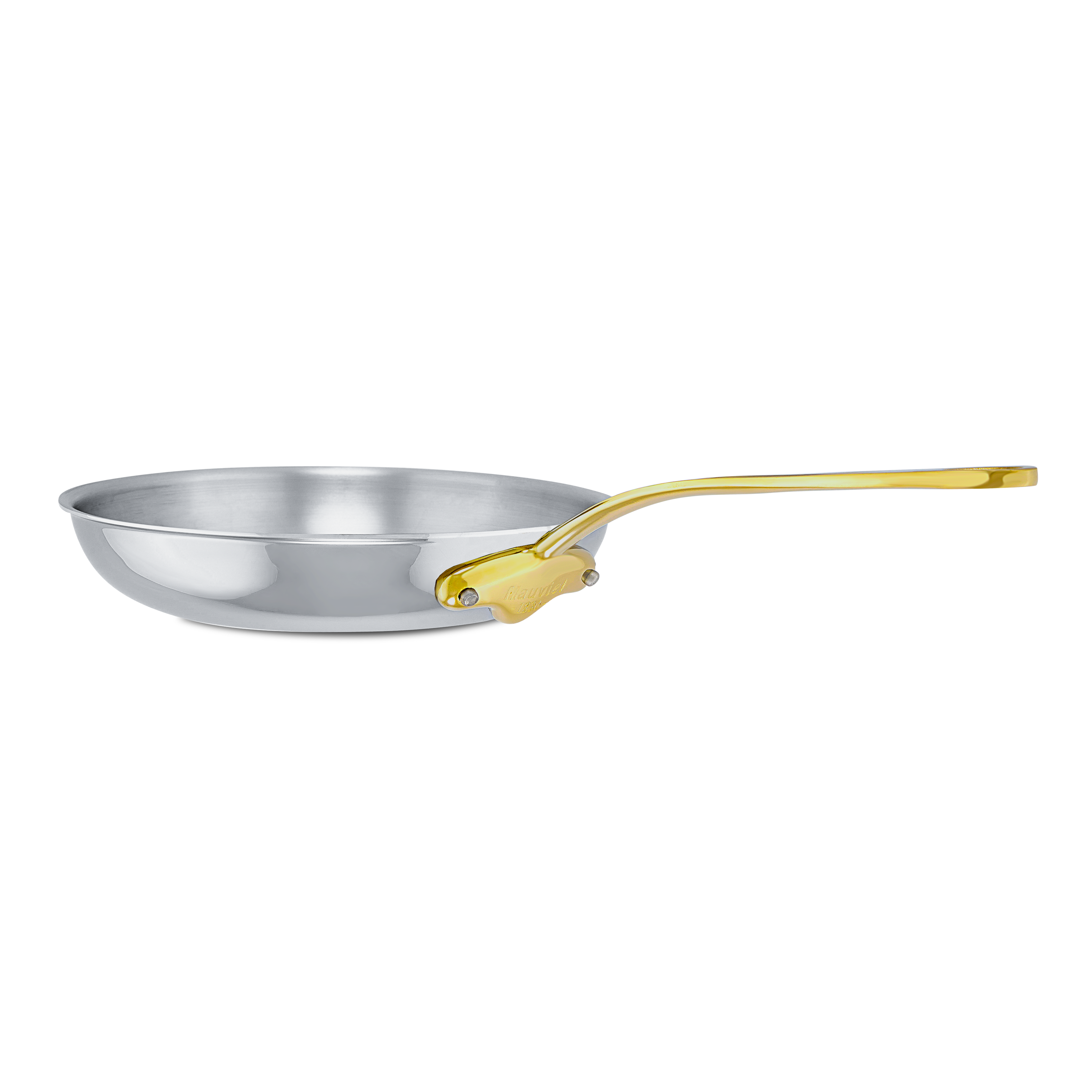 Mauviel M'COOK B 5-Ply Frying Pan With Curved Lid, Brass Handle, 11-In