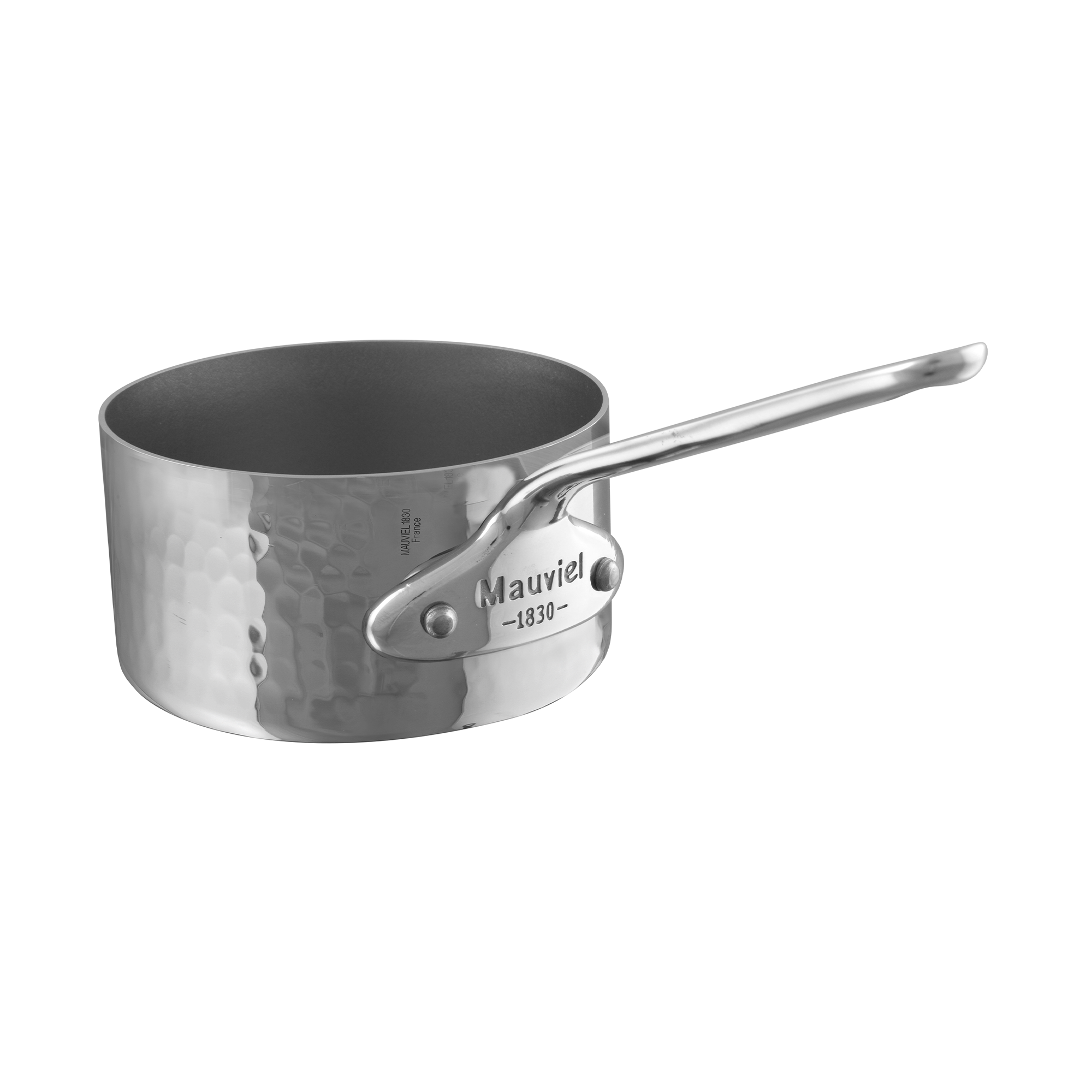 Mauviel M'ELITE Hammered 5-Ply Sauce Pan, Cast Stainless Steel Handles, 0.4-Qt