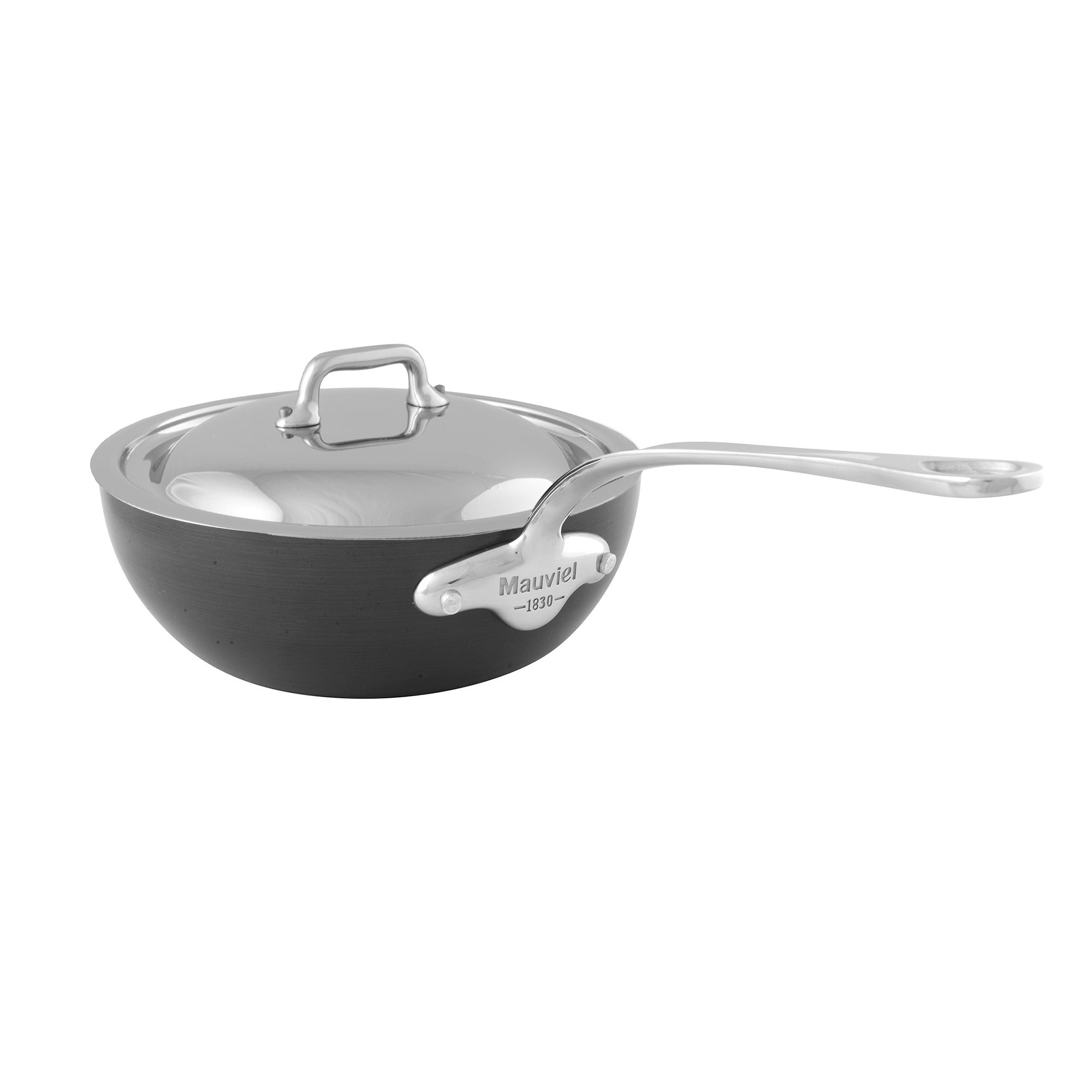 Mauviel M'STONE 3 Chef Pan With Lid, Cast Stainless Steel Handle, 2-Qt