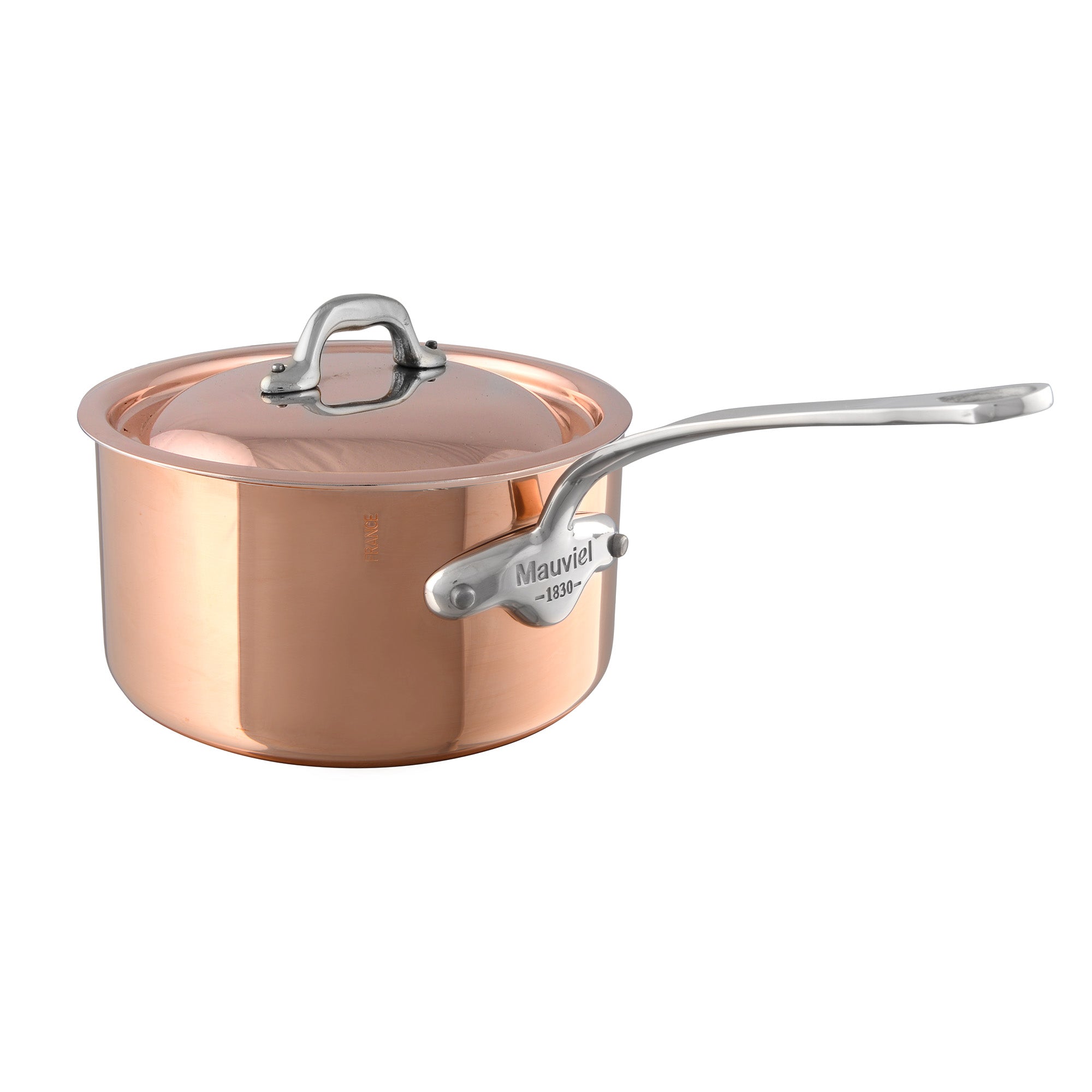 Mauviel M'Heritage M'150 S Copper Sauce Pan With Curved Lid 1.9-qt and Frying Pan 10.2-in Set