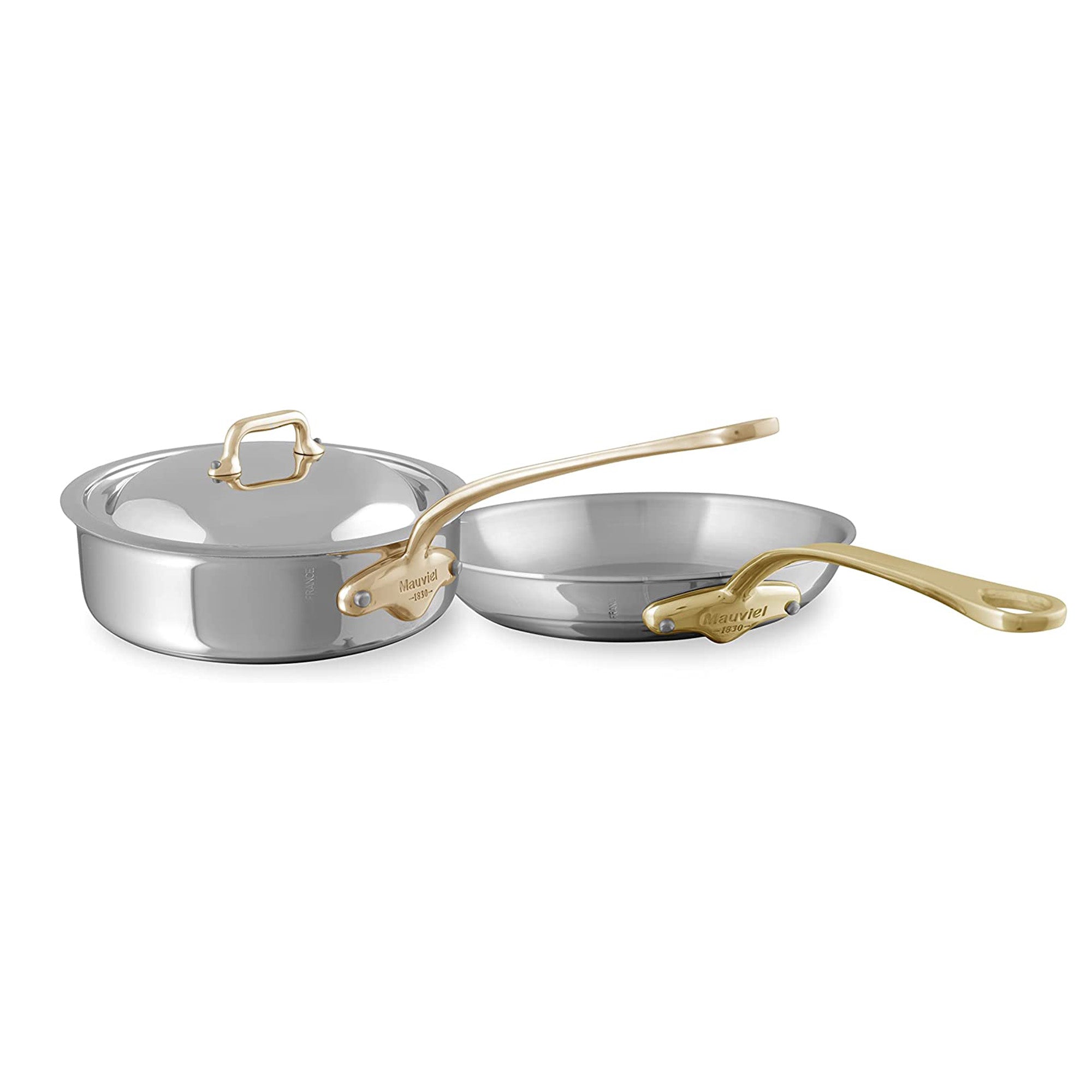 Mauviel M'COOK B 5-Ply Polished Stainless Steel Saute Pan With Lid 3.2-qt and Frying Pan 10.2-in Set