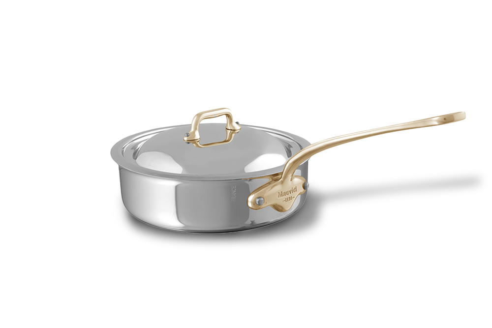 Mauviel M'COOK B 5-Ply Polished Stainless Steel Saute Pan With Lid 3.2-qt and Frying Pan 10.2-in Set
