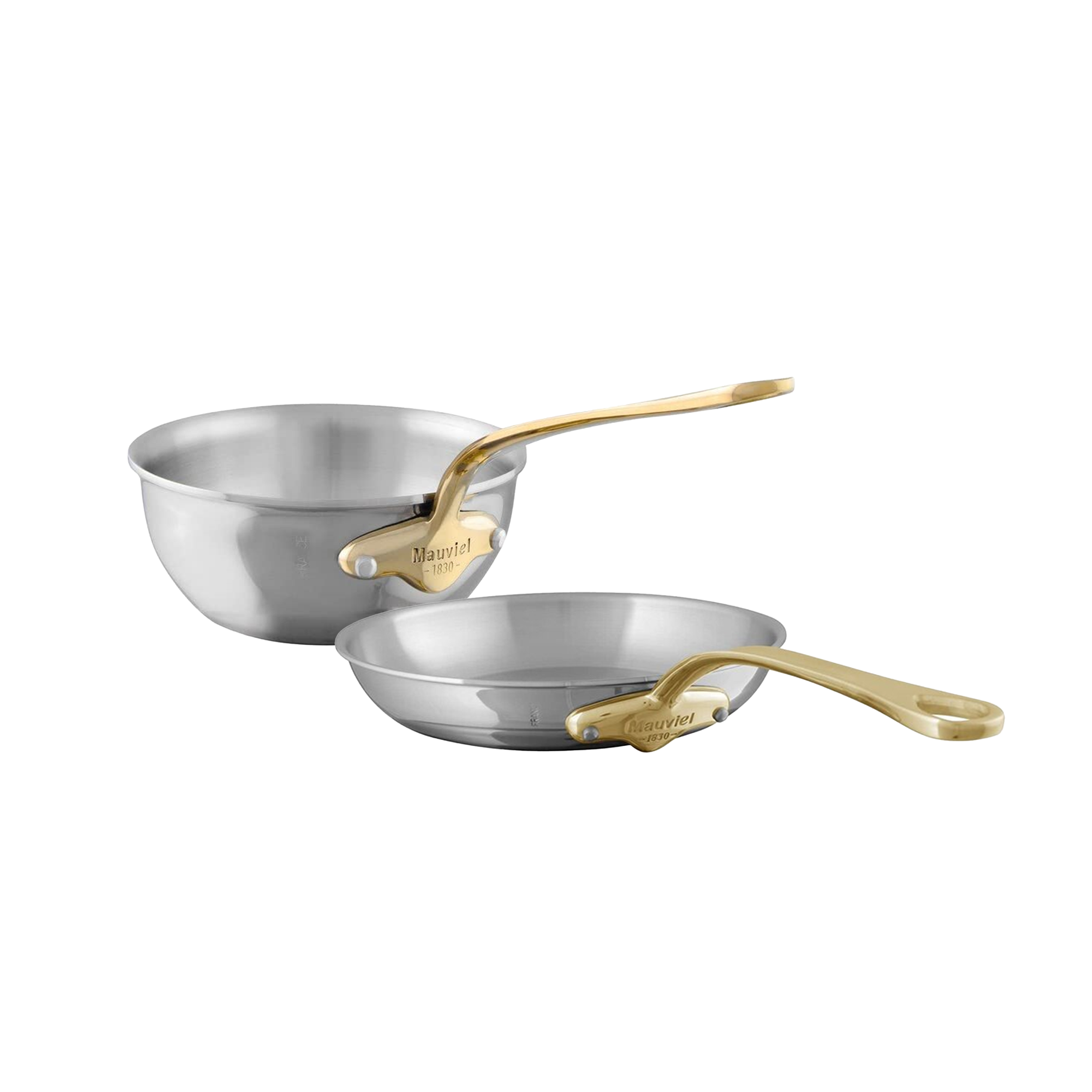 Mauviel M'COOK B 5-Ply 2-Piece Cookware Set With Brass Handles