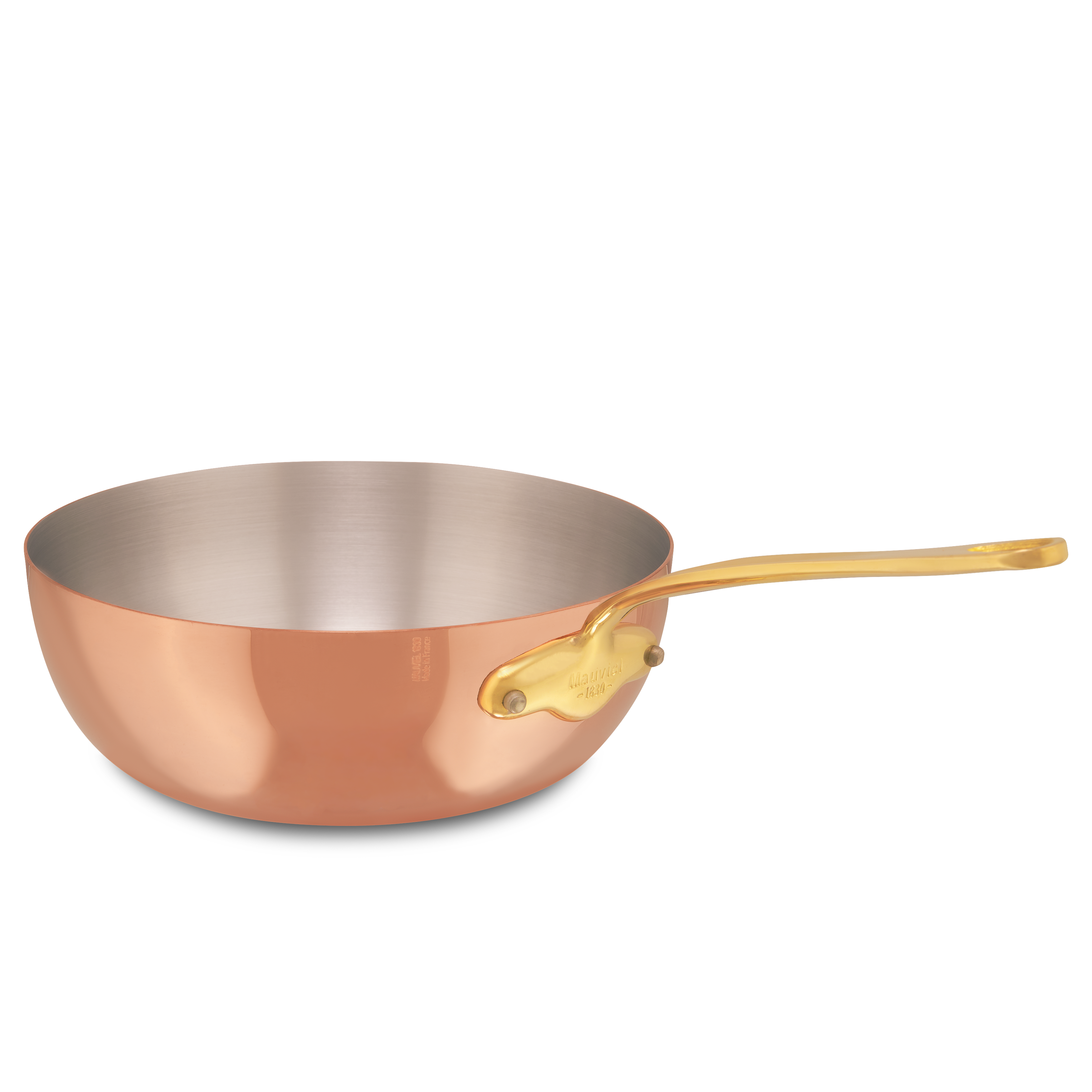 Mauviel M'Heritage M'150 B Copper Chef Pan With Lid and Brass Handle, 3.7-Qt