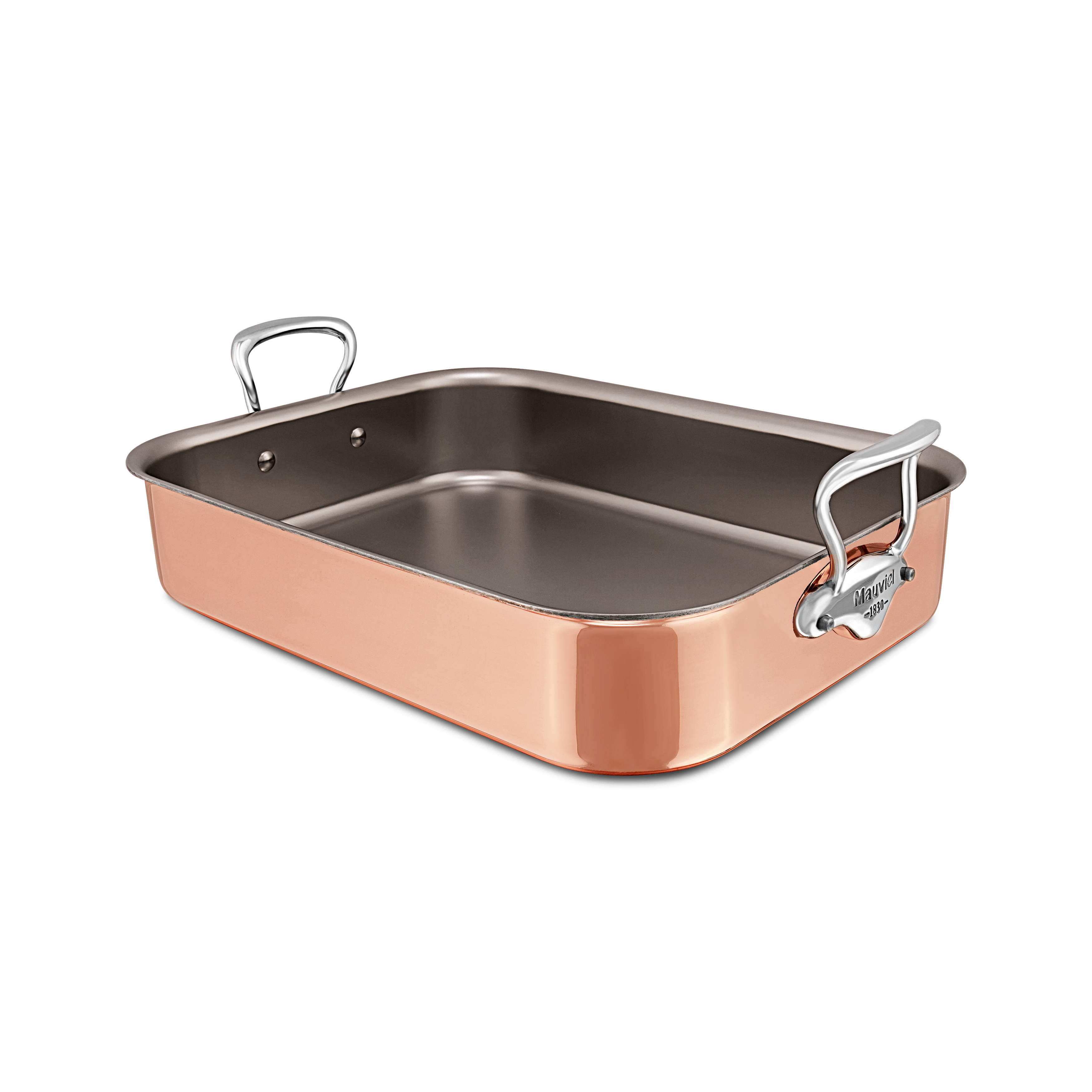 Mauviel Copper Roasting Pan With Cast Stainless Steel Handles, 13.7 x 9.8-in