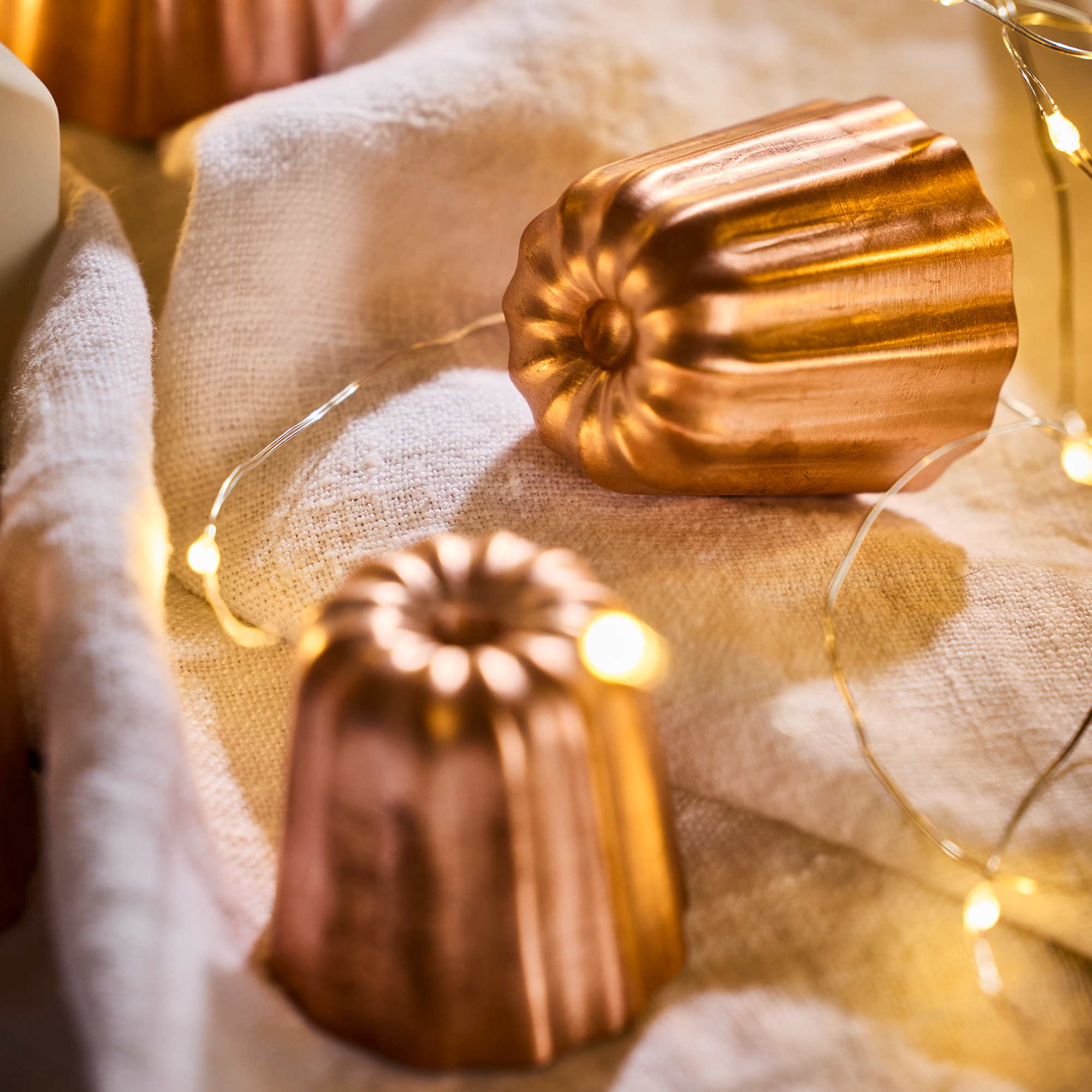 Mauviel M'Passion 4-Piece Copper Tinned Canele Mold Set, 2.2-in
