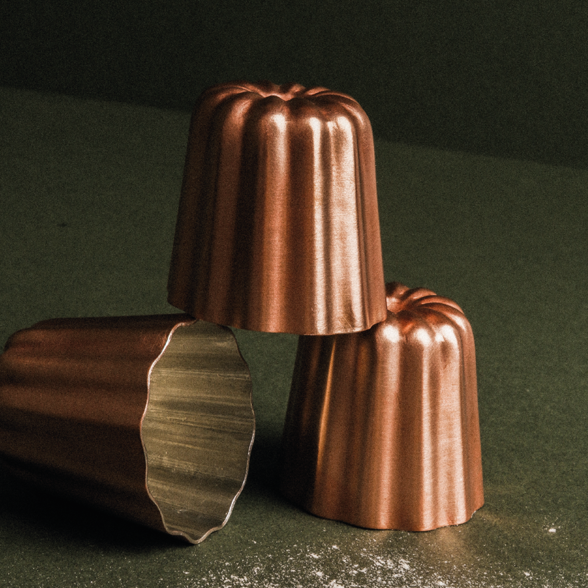 Mauviel M'Passion 4-Piece Copper Tinned Canele Mold Set, 2.2-in