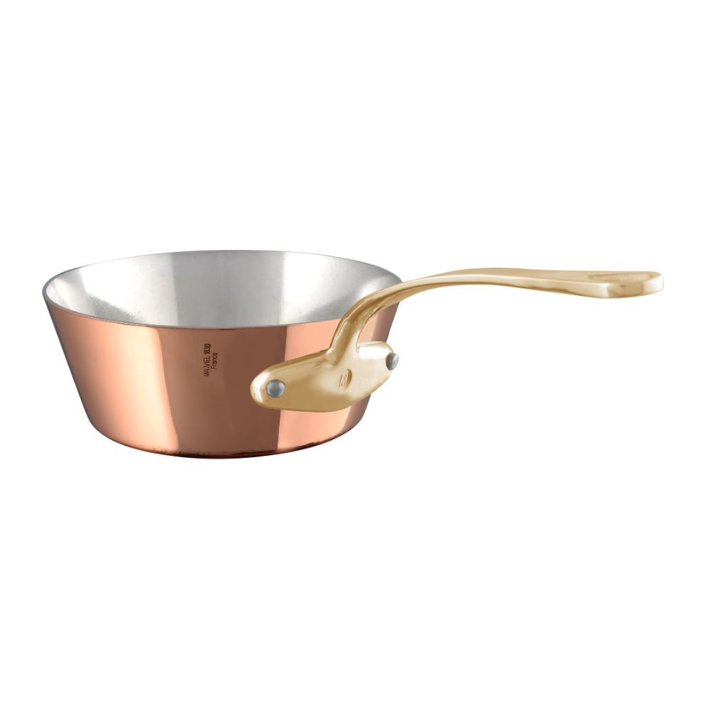Mauviel M'Tradition Polished Copper & Tin Inside Splayed Saute Pan With Brass Handle, 1-Qt