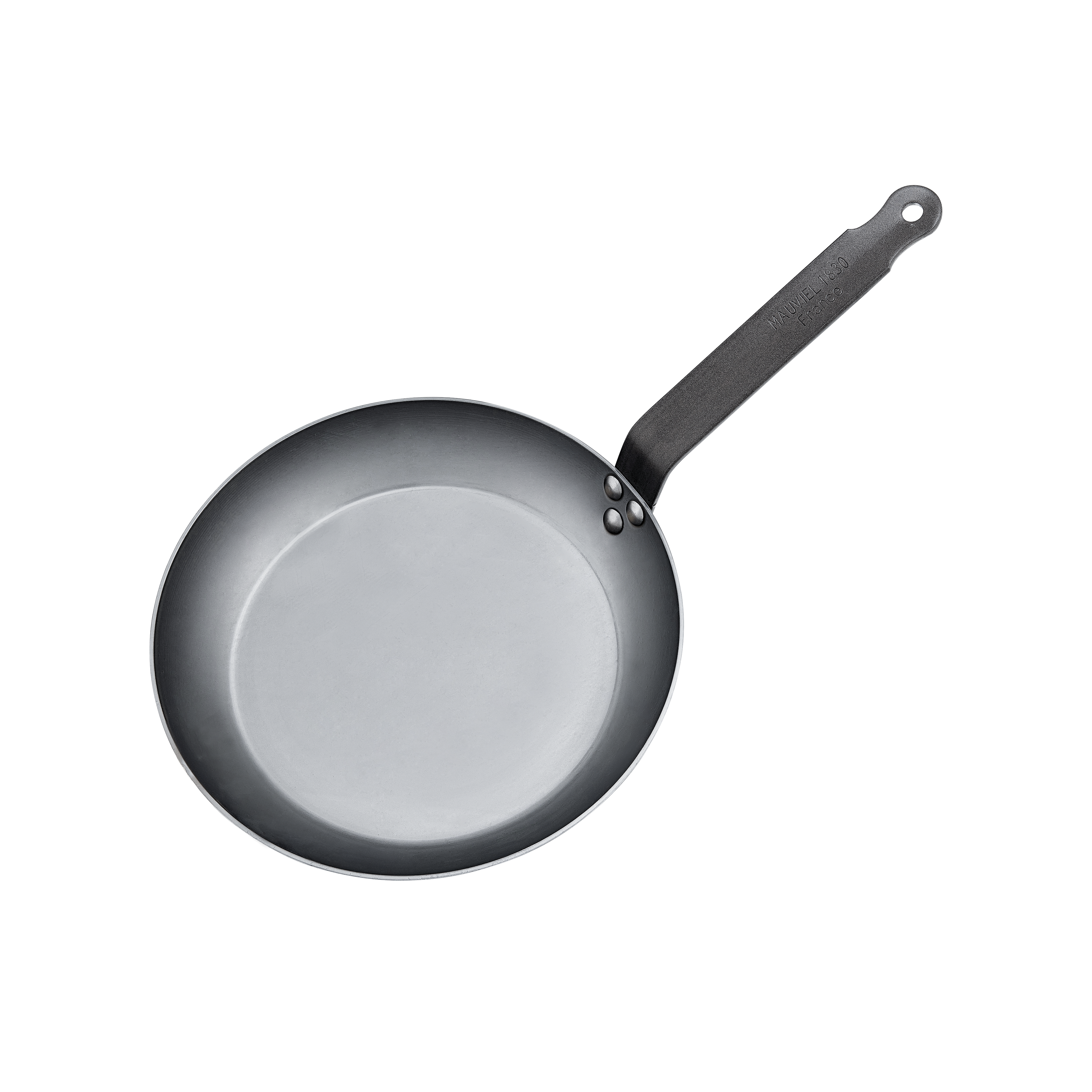 Mauviel M'STEEL Black Carbon Steel Round Frying Pan With Iron Handle, 7.9-In